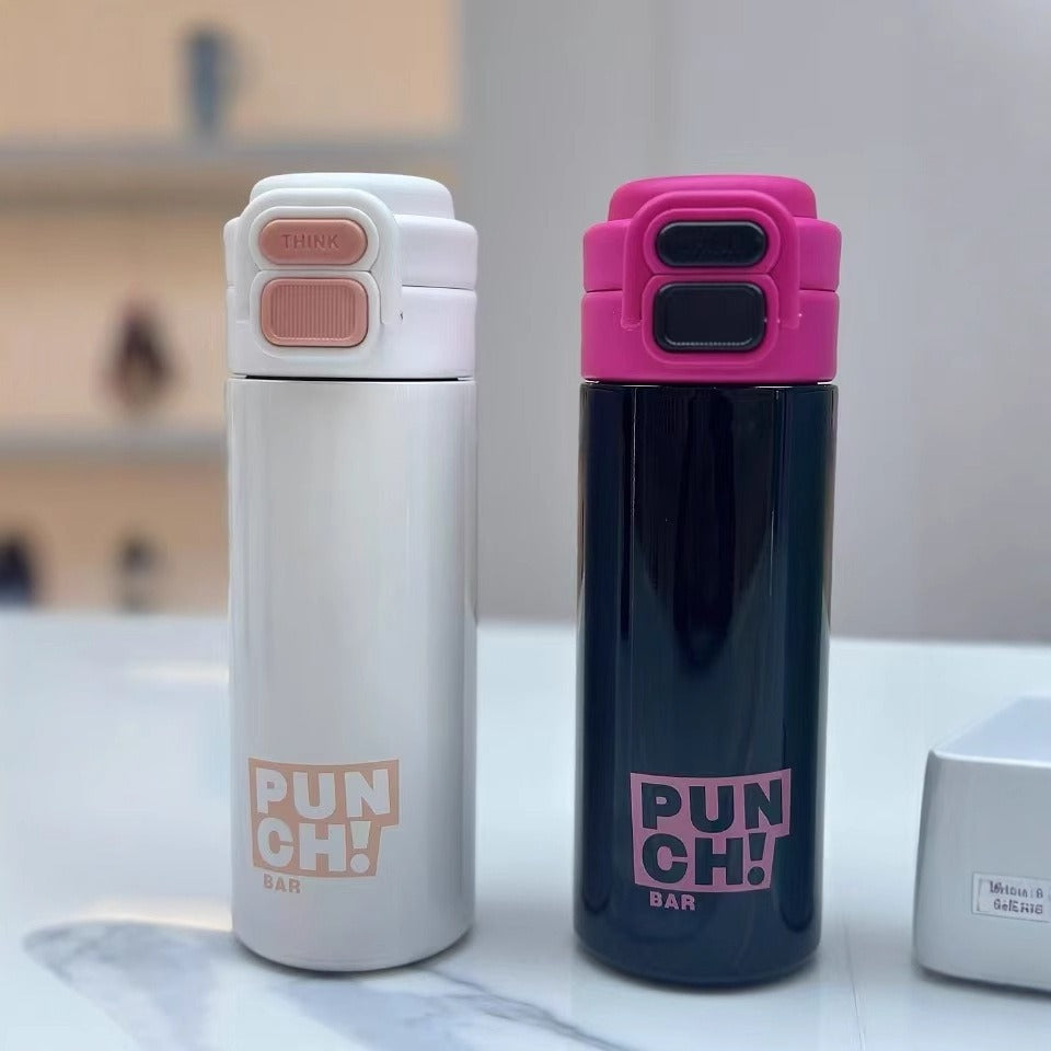 Women's modern insulating drinking bottle with innovative closure system Bowlift