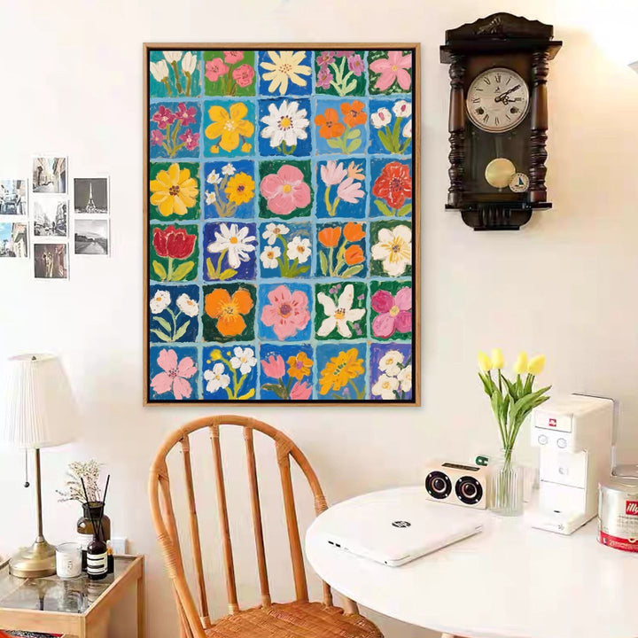Colorful Floral Motif Canvas Art Print Bowlift