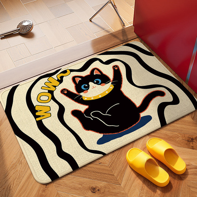 Playful Cat-Themed Bath Mat Bowlift