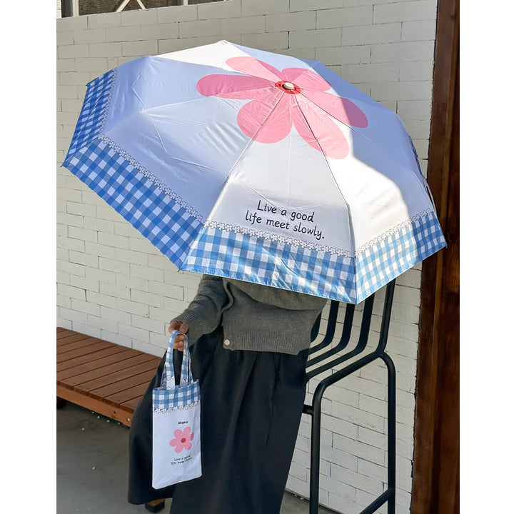 Ladies collapsible umbrella with playful floral pattern Bowlift