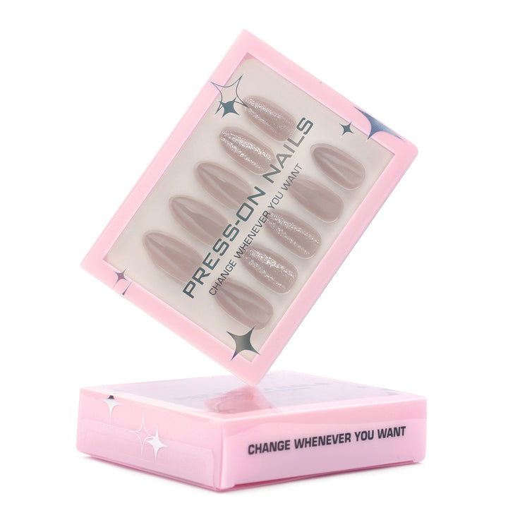 Artificial press-on nails with glitter accents Bowlift