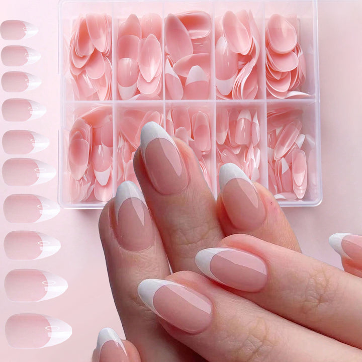 French Tip Press-On Nail Extensions Bowlift