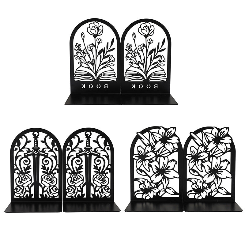 Elegant Floral Metal Bookends