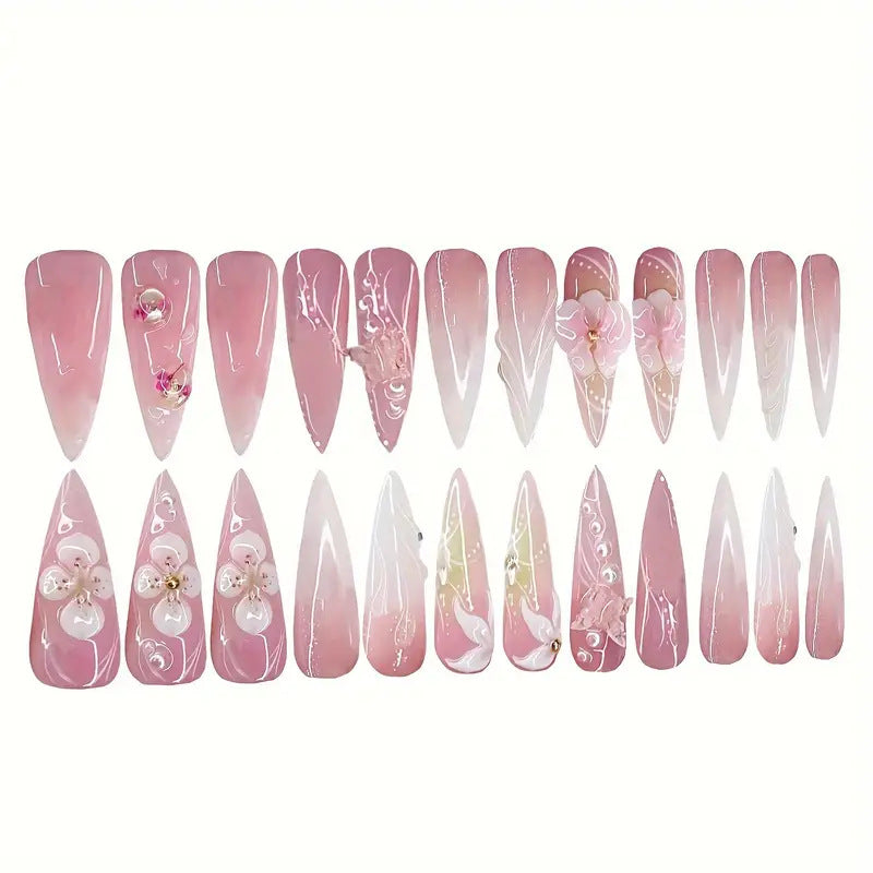 Sculpted Floral Press-On Nail Art Bowlift