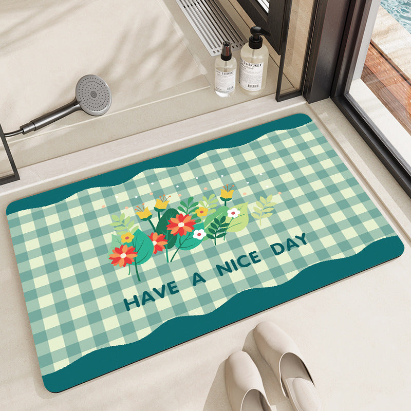 Cheerful Floral Design Indoor Area Mat Bowlift
