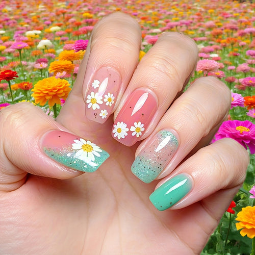 Artificial nails with summery flower designs Bowlift