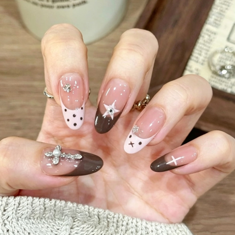 Unique Artistic Press-On Nail Set with Creative Designs Bowlift