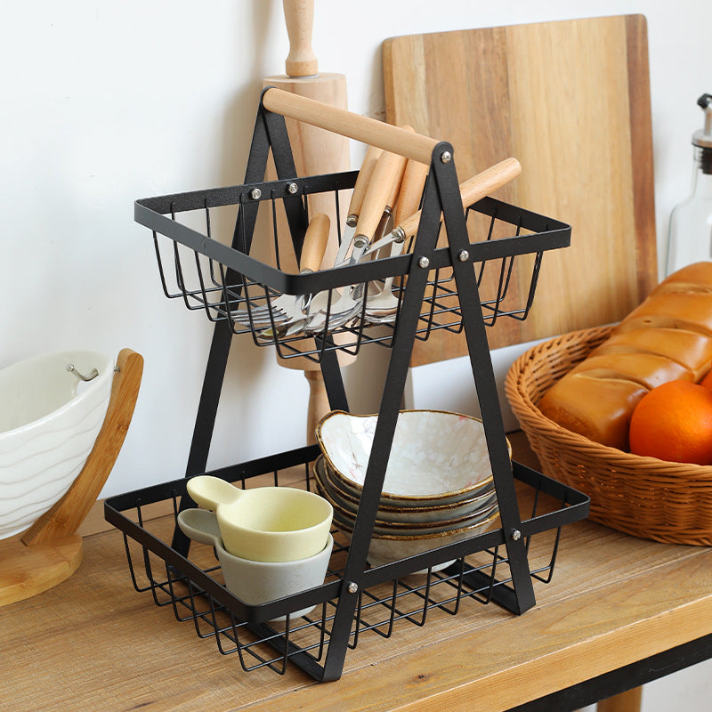 Sturdy Two-Tier Metal Storage Basket Bowlift