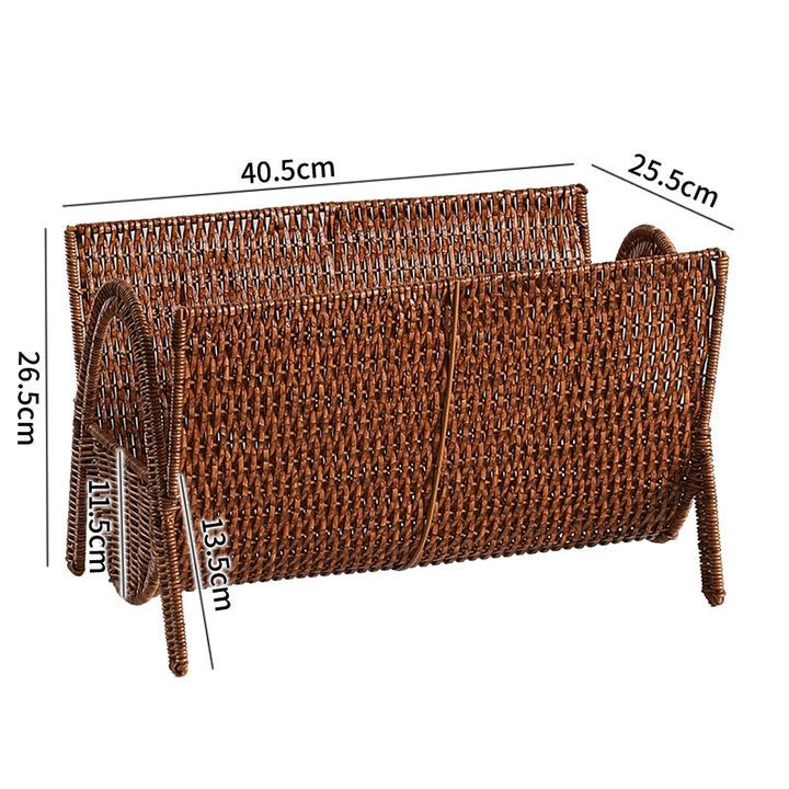 Unisex Rectangular Magazine Basket made of Handwoven Rattan Bowlift