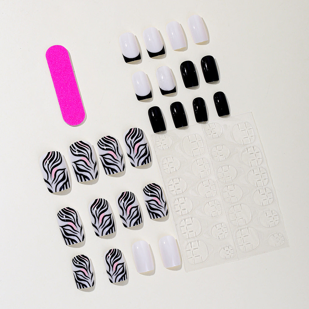 Stylish Zebra Print Acrylic Nail Art Bowlift