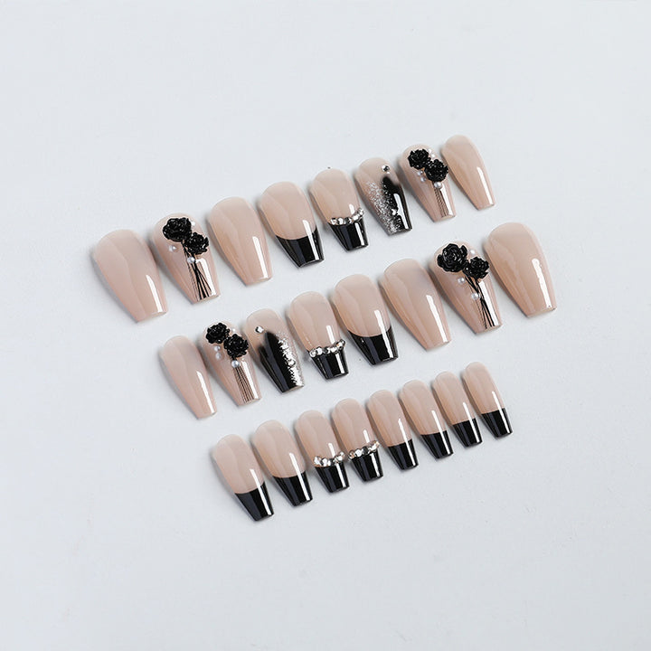 Decorative Rhinestone-Embedded Press-On Nails Bowlift