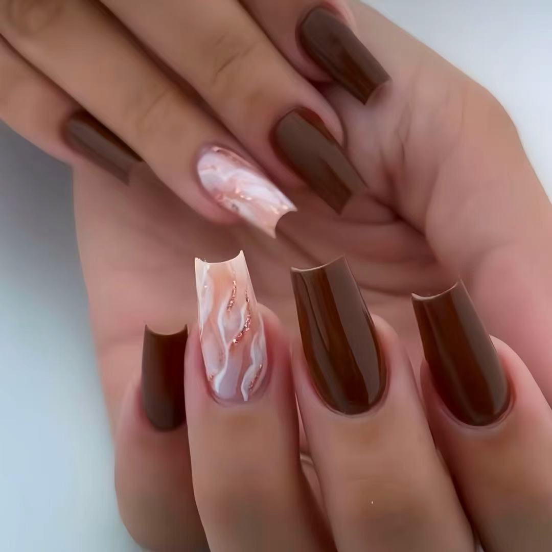 Artistic Marble Effect Press-On Nails Bowlift