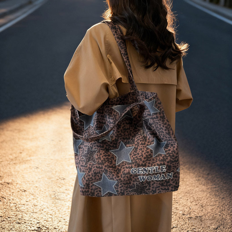 Chic Denim Patchrk Tote Bag Bowlift