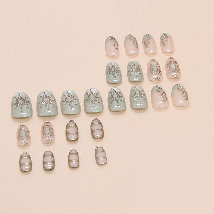Artistic Sun-Embellished Press-On Nail Tips Bowlift