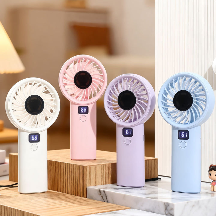 Women Portable Hand Fan with Digital Control and Powerful Battery Bowlift