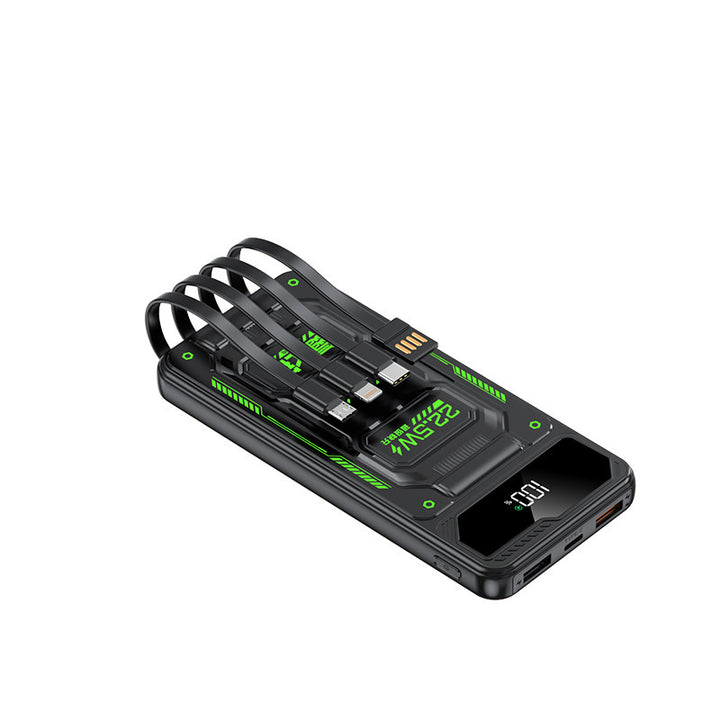 Power bank with integrated charging cables and smart charging function Bowlift