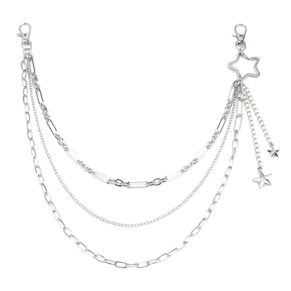 Fashionable chain belt with sparkling star pendant Bowlift