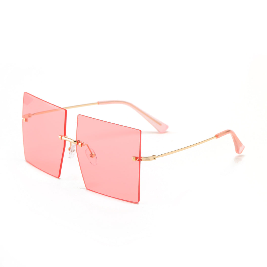 Women's fashion square sunglasses with wide lenses and delicate metal frame Bowlift