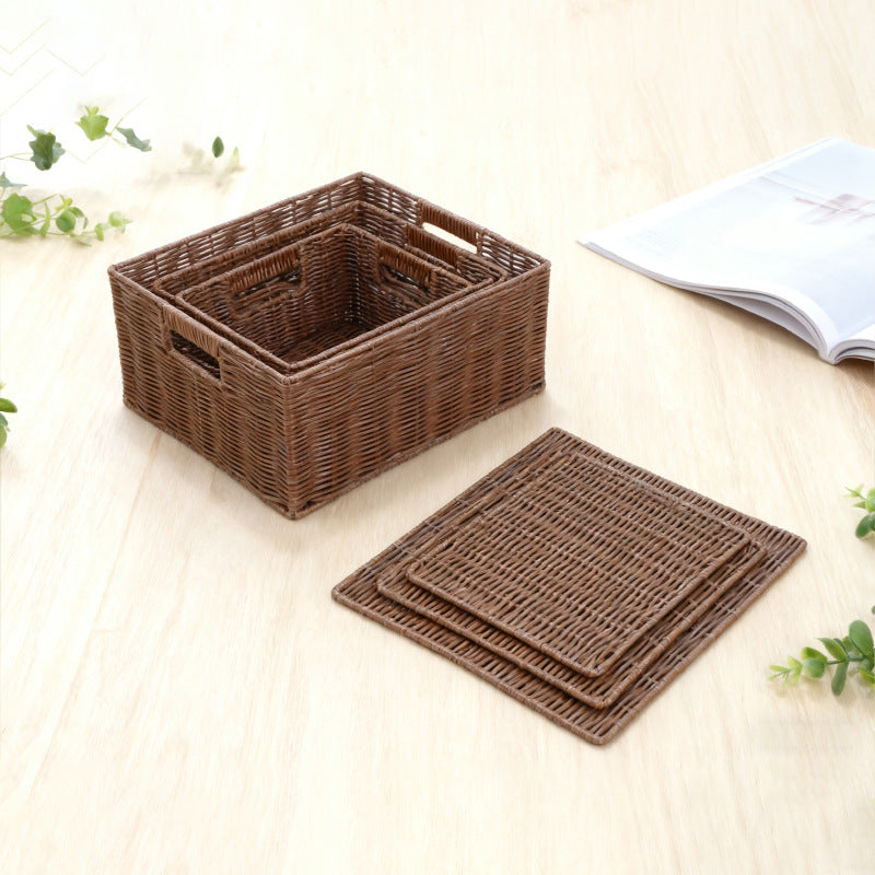 Women's storage basket made of woven material with integrated lids Bowlift