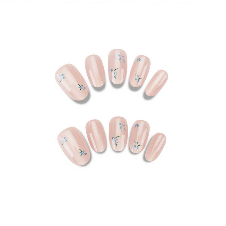 Floral-Design Press-On Nail Set Bowlift