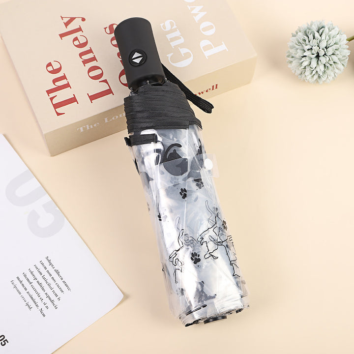 Women's Foldable Umbrella with Transparent Design and Animal Patterns Bowlift