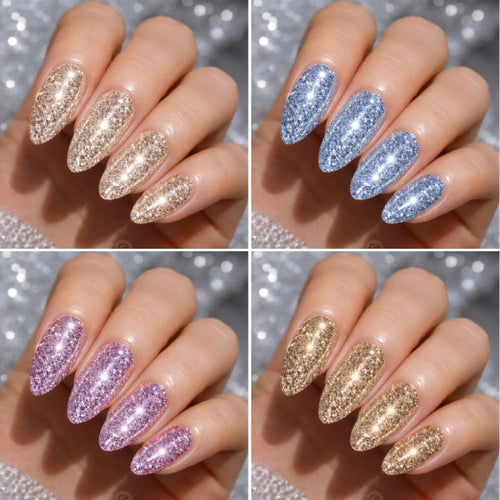Glittering Almond-Shaped Press-On Nail Set Bowlift