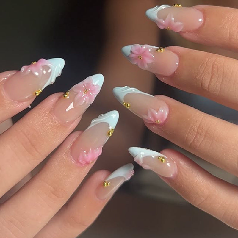 Premium Floral Press-On Nail Set Bowlift