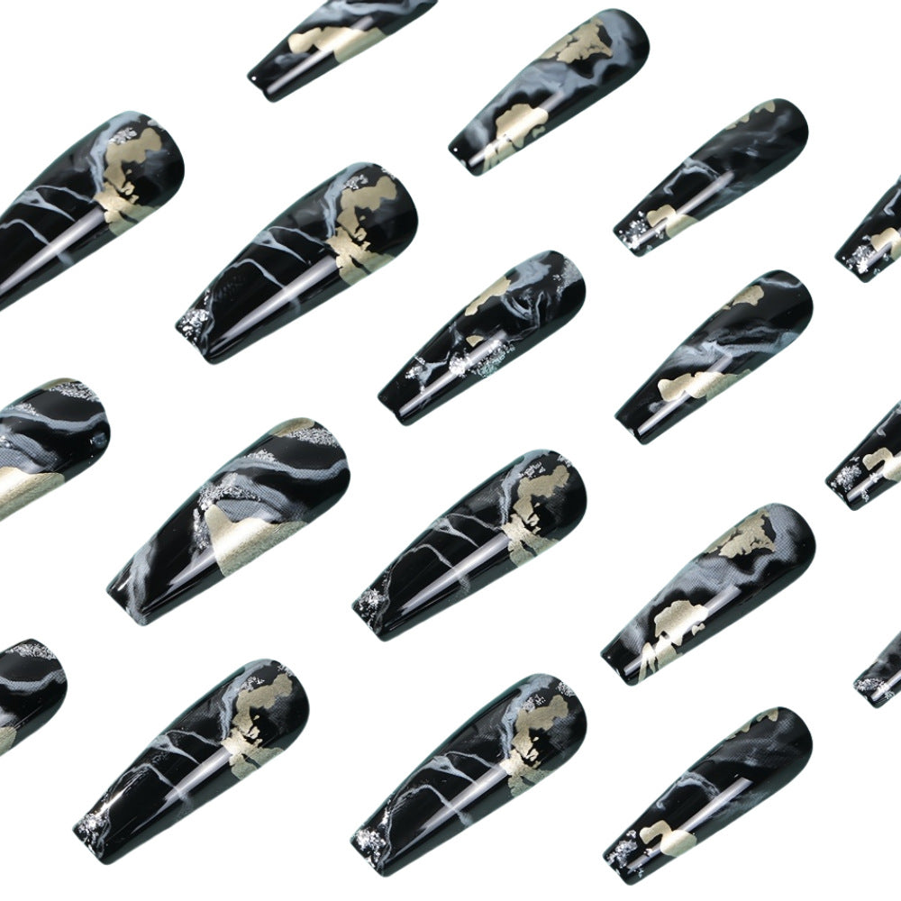 Artificial nails in elegant marble and gold design Bowlift