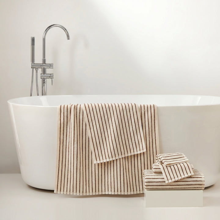 Women's Cotton Bath Towel with Striped Pattern Bowlift