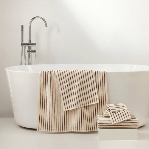 Women's Cotton Bath Towel with Striped Pattern Bowlift
