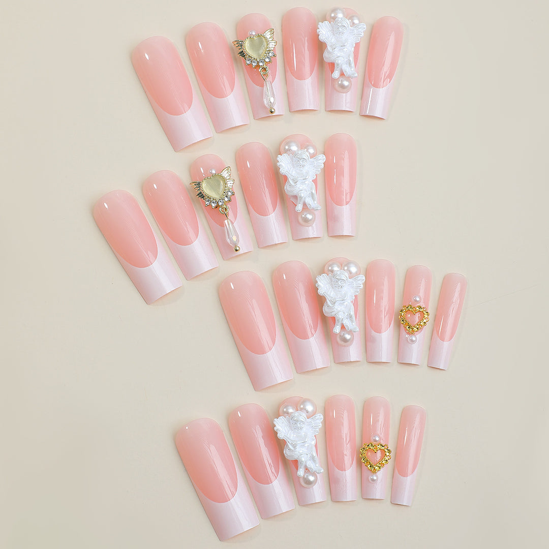 Decorative Press-On Nail Set with 3D Accents Bowlift