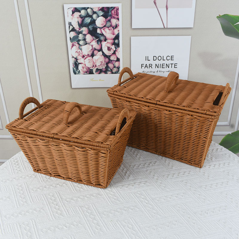 Handcrafted Woven Storage Basket with Lid Bowlift