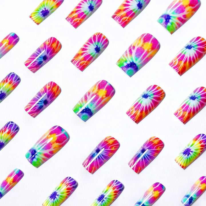 Abstract Tie-Dye Nail Art Design Bowlift