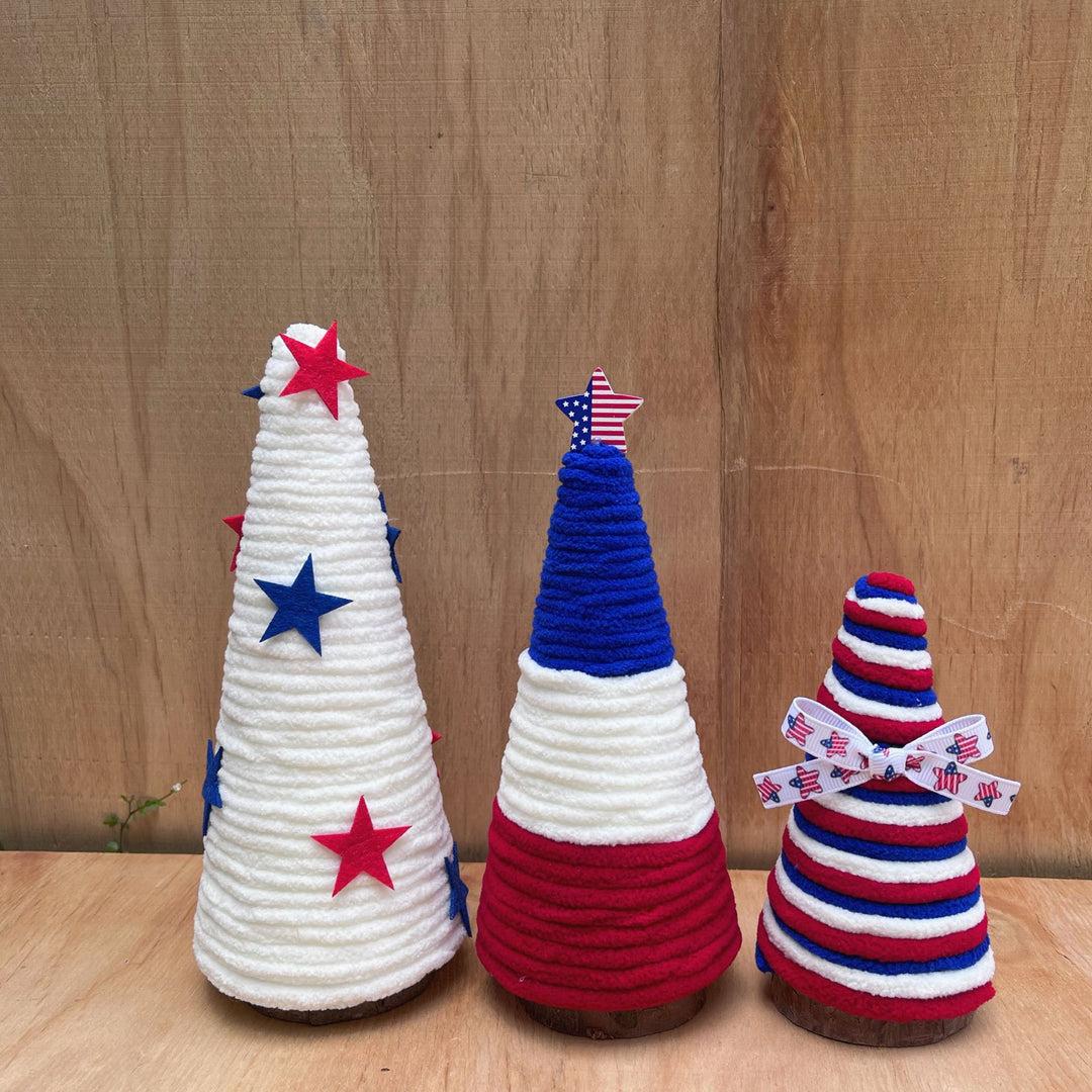 Independence Day patriotic festive tabletop cone centerpiece with felt star accents Bowlift