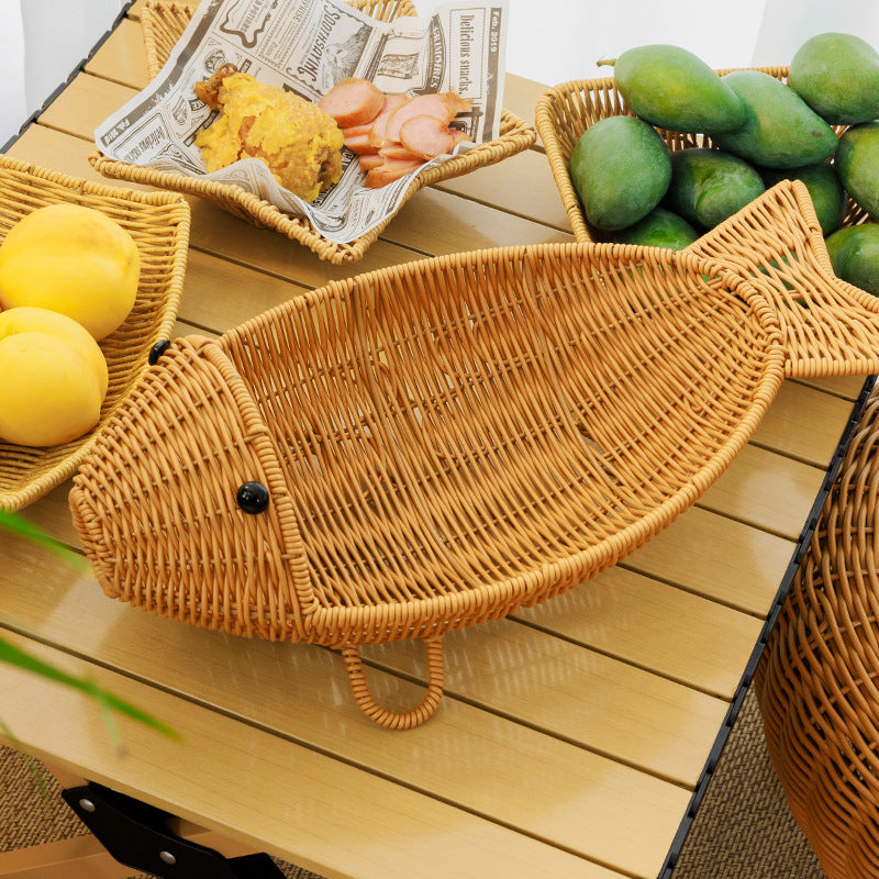 Decorative Woven Fish-Shaped Basket Bowlift