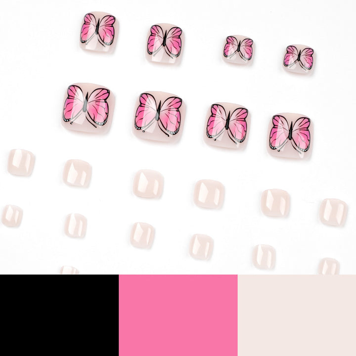 Artful toenail design with butterfly design Bowlift