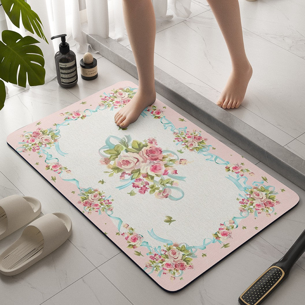 Vintage Floral Bath Mat Bowlift