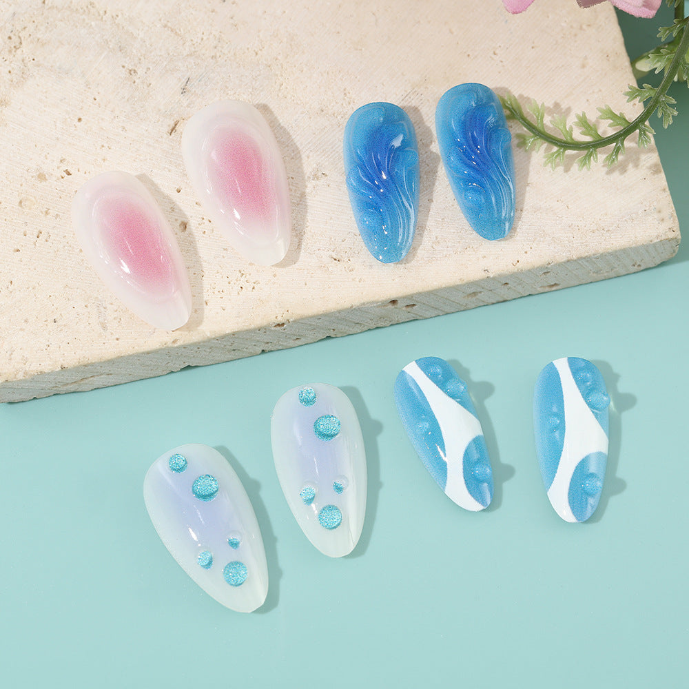Acrylic Nail Set with Modern Aqua Designs Bowlift