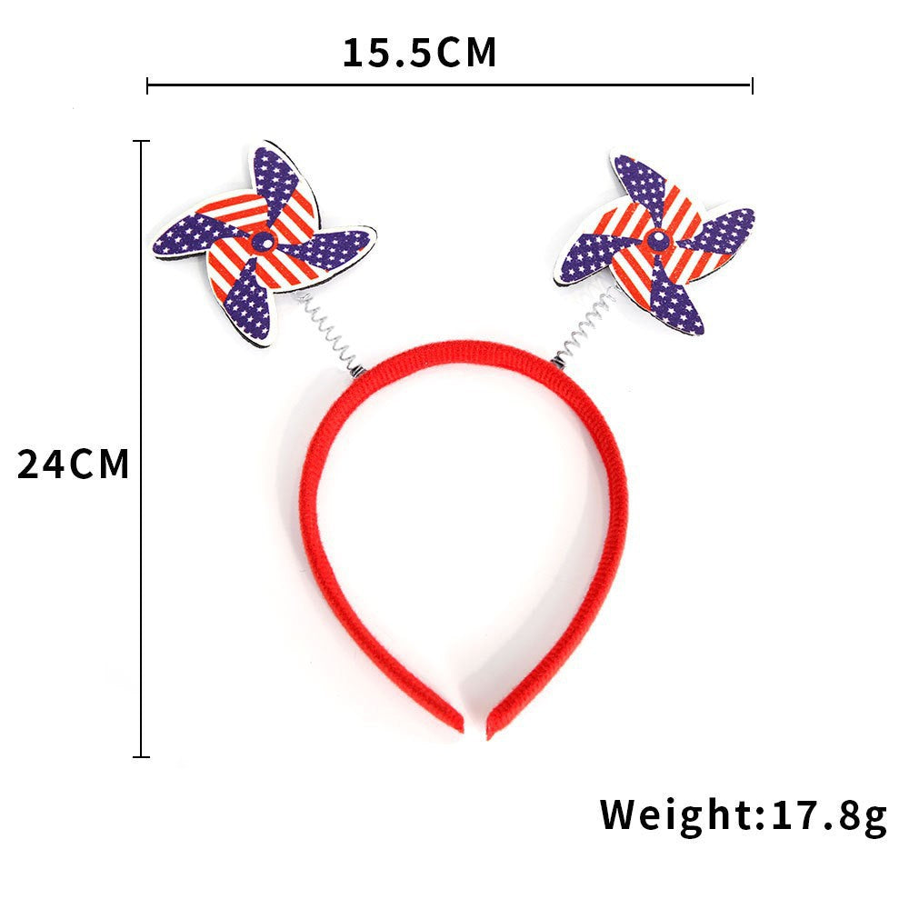 Women's Independence Day patriotic pompom headband with tinsel star toppers Bowlift