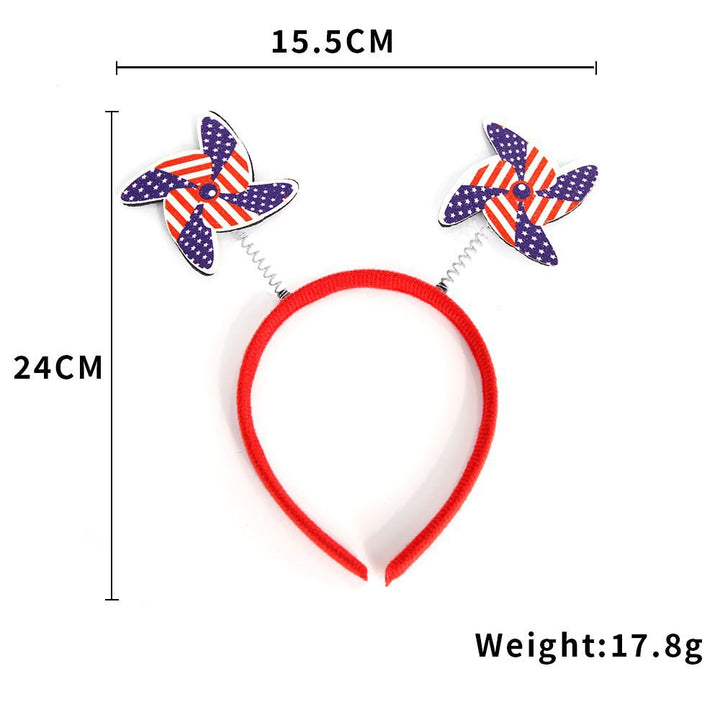 Women's Independence Day patriotic pompom headband with tinsel star toppers Bowlift
