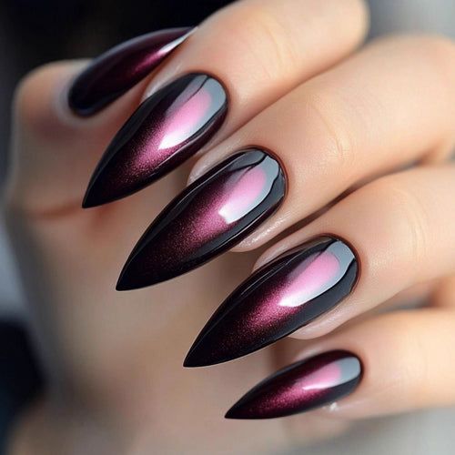 Artificial nails with high-gloss finish and gradient Bowlift