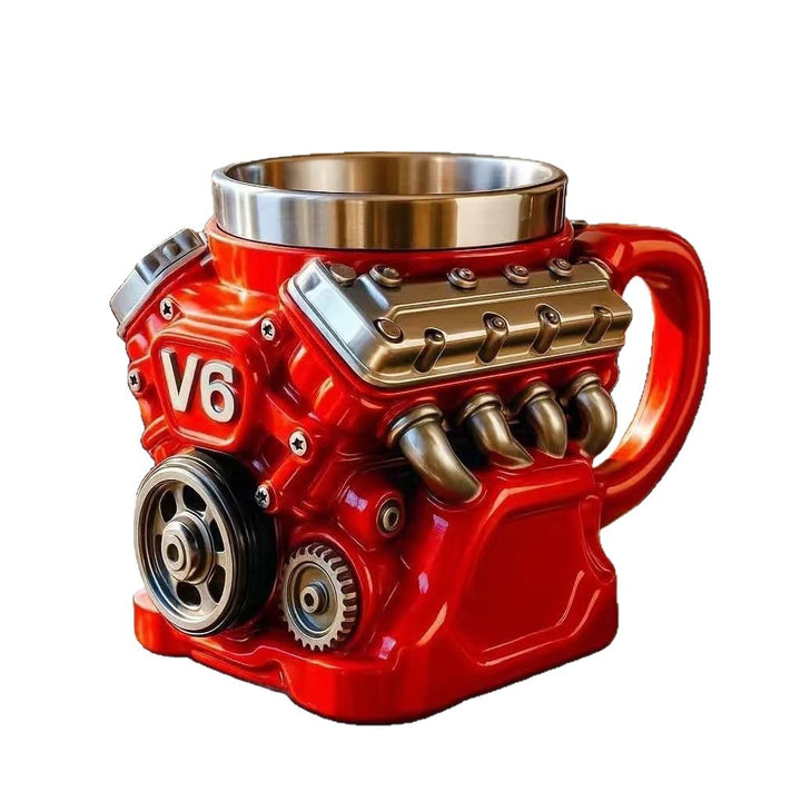 Vee Engine Novelty Ceramic and Stainless Steel Coffee Mug Bowlift
