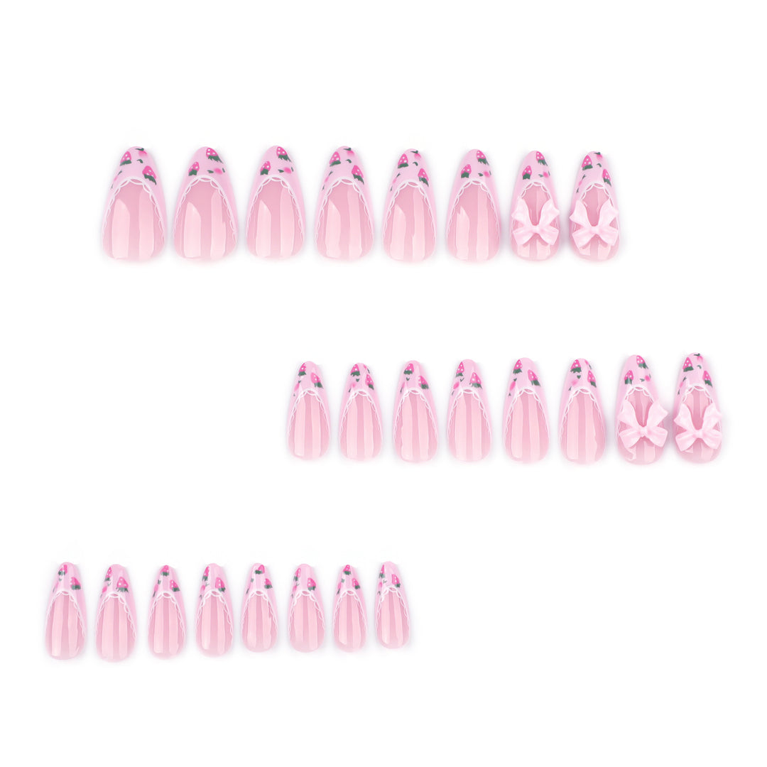 Artful stiletto nails with floral accents and bow embellishments Bowlift