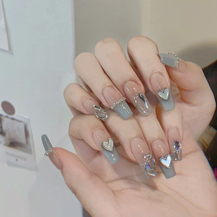 Glamorous Stiletto Press-On Nails with Crystal Accents Bowlift