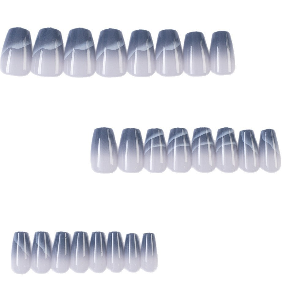Elegant Artificial Nails with Transparent Gradient Bowlift