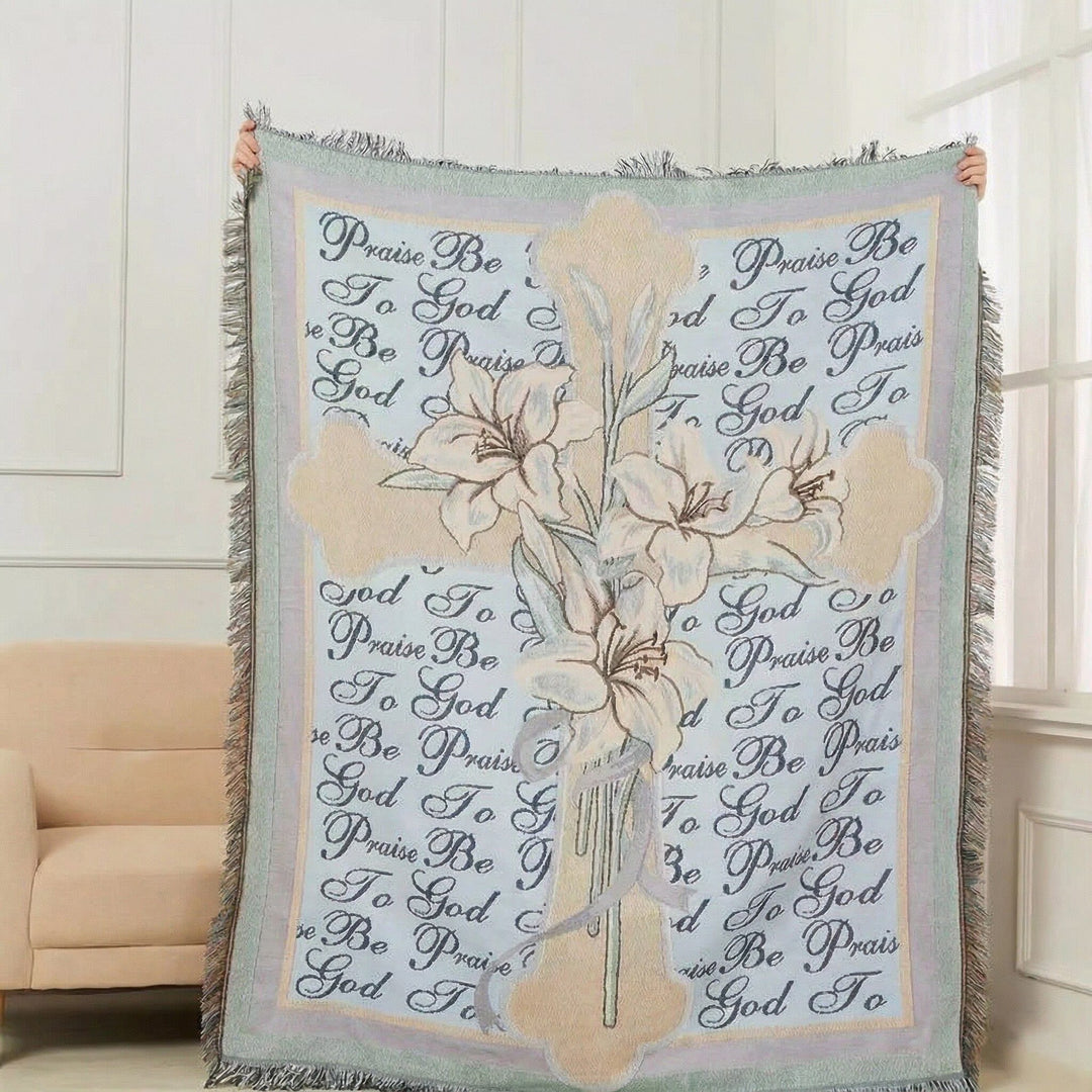 Inspirational Floral Tapestry Throw Blanket