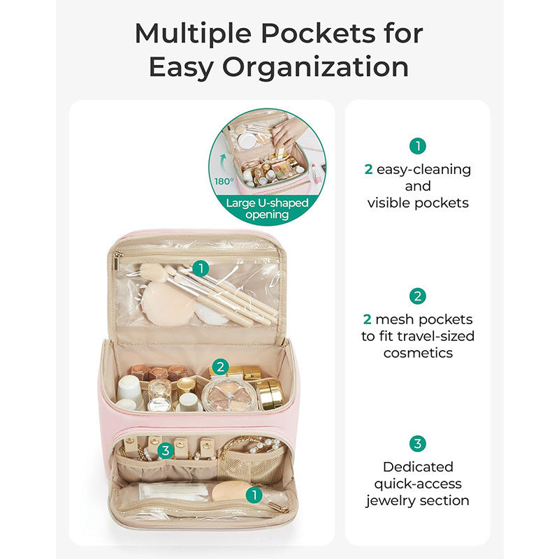 Cosmetic organizer bag with separate compartments and cosmetic compartment Bowlift