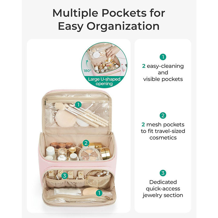 Cosmetic organizer bag with separate compartments and cosmetic compartment Bowlift