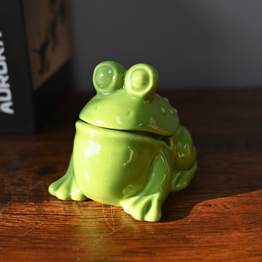 Frog-Shaped Decorative Ceramic Storage