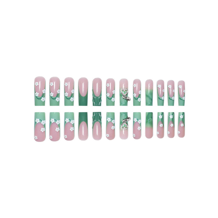 Decorative Floral Press-On Nail Enhancements Bowlift